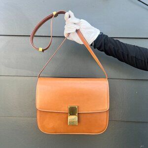 Celine Box Flap Calfskin Leather in Camel GHW